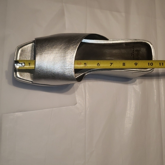 Marc Fisher New YAILYN Platform Slide Sandal Mule Leather Flatforms SILVER Women - Picture 12 of 13